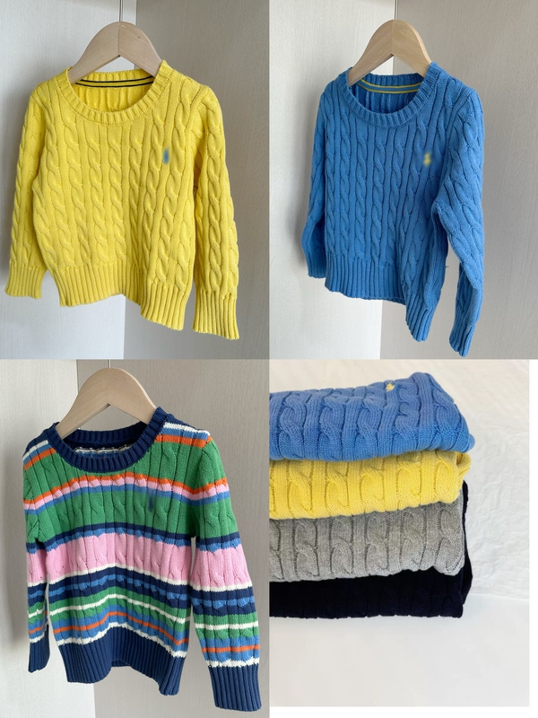 Niuniuy Kids New Pure Cotton Preppy Style Round Neck Cable Knit Sweater for Boys and Girls Baby Knitted Top