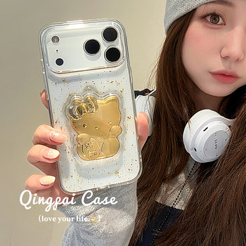 Lightweight Epoxy Transparent Gold Foil Lucky Cat Phone Case for Apple 17 Pro Max, iPhone 16 Pro New Model, 15 Women's Model, 14 New Year Chinese Style Festive 13 Creative Internet Celebrity Full Coverage Hard Case
