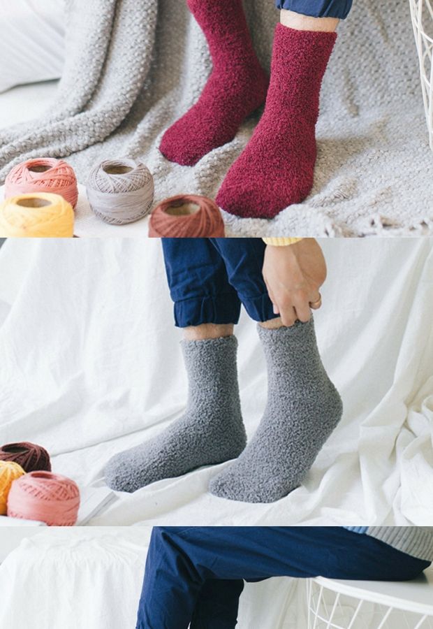 Khăn ngủ lông cừu san hô vớ mùa đông nam vớ vớ cotton trong vớ vớ vớ ngủ dày cộng với vớ nhung sàn vớ tất chân nam