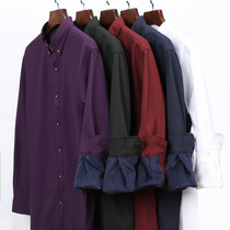Winter middle-aged and elderly mens warm shirt fat fat plus size plus velvet thick shirt fat dad mens clothing