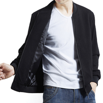 Spring and Autumn Fat Plus Size Loose Mens Autumn Fat Man Middle-aged Dad Fat Black Jacket Coat Men