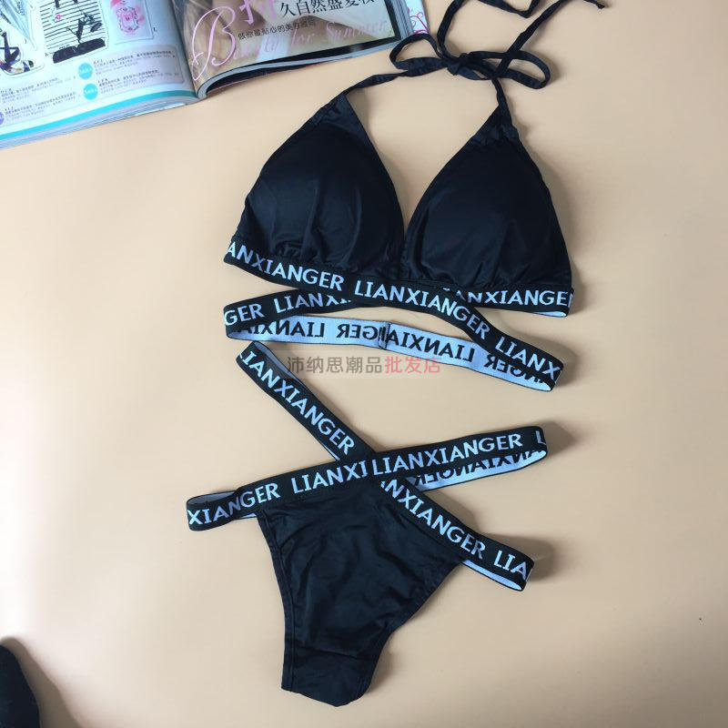 Châu Âu và Mỹ sexy treo cổ dây đai chia phù hợp với bộ bikini áo tắm đồ lót mỏng thu thập thư áo ngực áo tắm