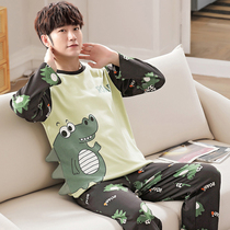 2021 new mens pajamas spring and autumn pure cotton long-sleeved cartoon youth autumn and winter homewear student suit