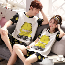 2 sets of Korean summer pure cotton couple pajamas womens summer short-sleeved thin cute cartoon mens home clothes set