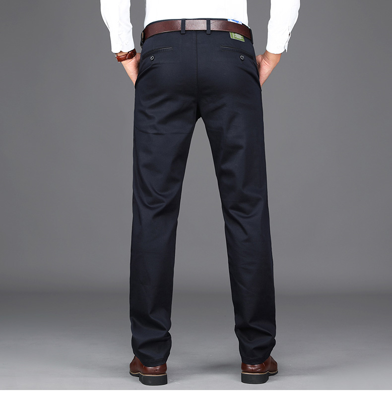 Quần âu nam trung niên và cổ rộng thả lỏng quần nam mùa thu dày co giãn cao eo dài quần jeans nam