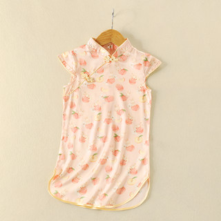 Silk Cheongsam Dress for Girls, Summer Thin Style, New Chinese Style Performance Clothing for Children, Traditional Chinese Style Tang Suit for Little Girls