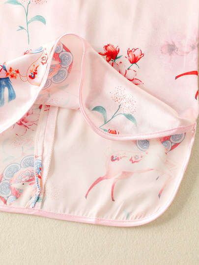 Summer Girls' Silk Cheongsam, Stylish Hanfu, Baby's Ancient Costume, Mulberry Silk Tang Suit, Little Girl's Chinese Style Princess Dress