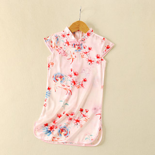Summer Girls' Silk Cheongsam, Stylish Hanfu, Baby's Ancient Costume, Mulberry Silk Tang Suit, Little Girl's Chinese Style Princess Dress