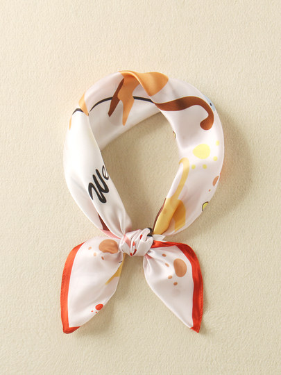 Autumn children's silk square scarf Korean style girl's mulberry silk scarf baby baby scarf cute triangle scarf trendy