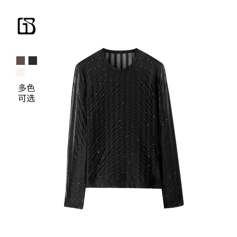 [Super Value Special] Golden Barry Shiny Lace Sequin T-Shirt Base Layer 204025