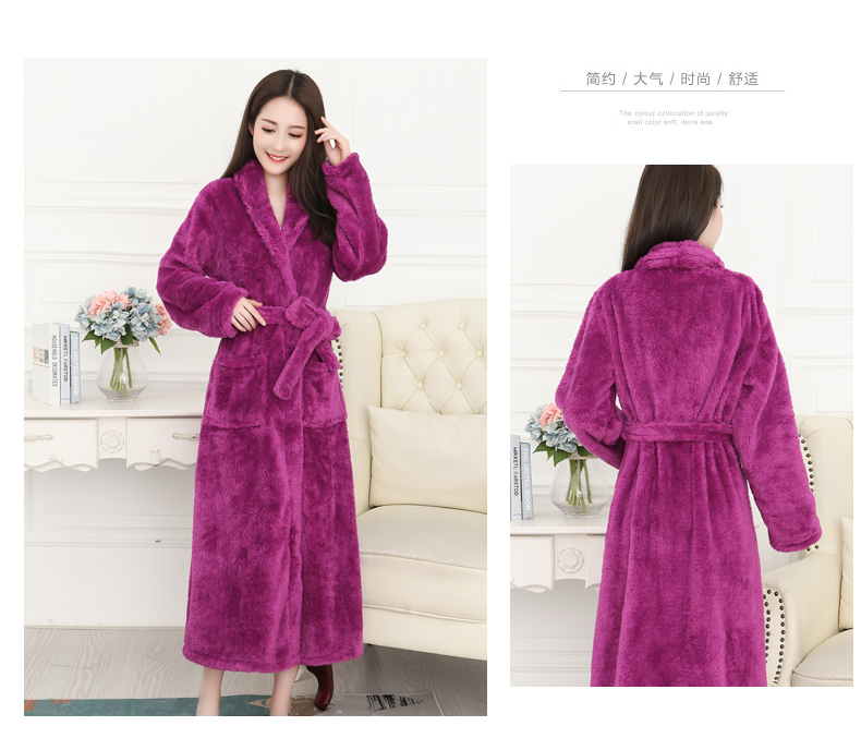 Đồ ngủ nam dày áo choàng nam mùa đông dày lông cừu dài lông cừu giản dị áo choàng tắm flannel dịch vụ nhà tùy chỉnh áo ngủ thu đông Hàn Quốc
