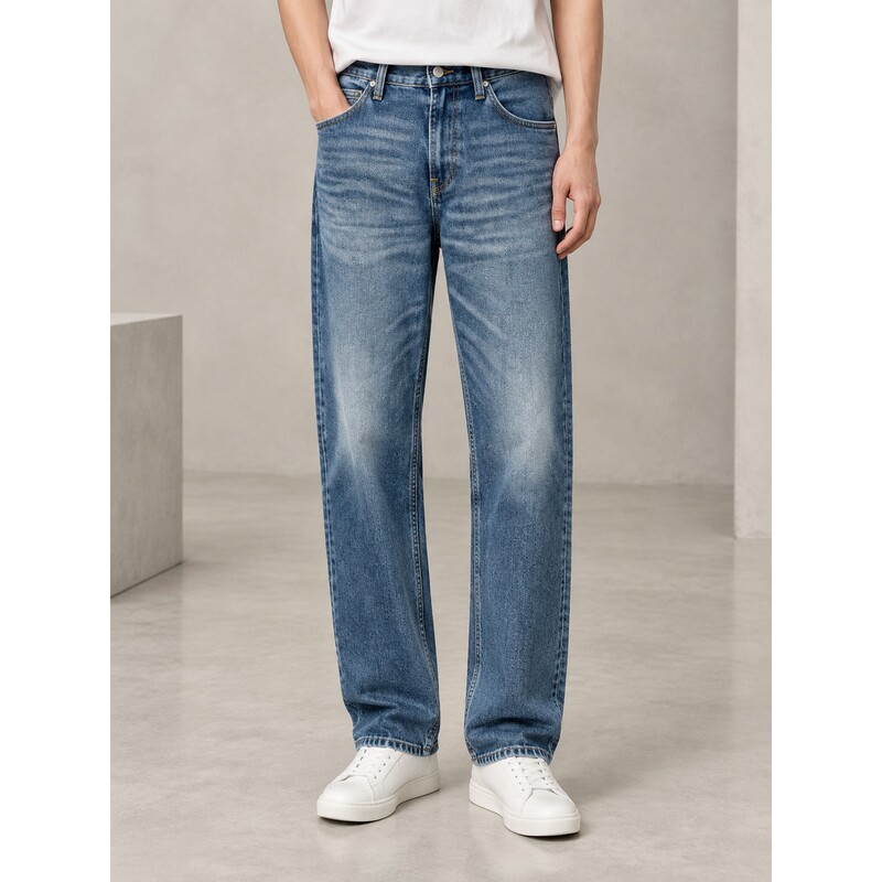Leelee Men's Retro Washed Straight-Leg Jeans, Versatile for All Seasons, Loose Casual Pants Lmb266726203488A11073