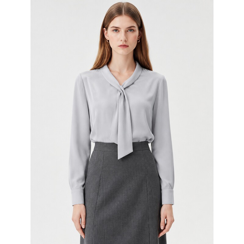 Prich Spring and Autumn Women's Ribbon Long Sleeve Shirt Elegant and Stylish Commuting Top Prbag8936E Prich Spring and Autumn Women's Ribbon Long Sleeve Shirt Elegant and Stylish Commuting Top Prbag8936E