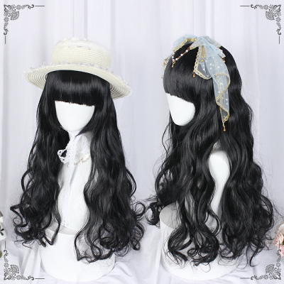 taobao agent Lolita wig female long hair Lolita modified face shape net red black big wave daily soft girl sweet wig