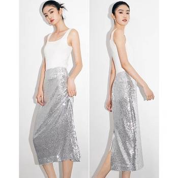 Flowing and Dazzling Sequin Skirt, New Vintage Style Skirt, Elegant and Socialite-Like, 2024 Latest Model, Same Style as on Douyin