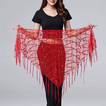 Belly Dance Waist Chain Sequin Triangle Scarf New Oriental Dance Hip Scarf Beginner Versatile Practice Clothes Tassel Waist Scarf