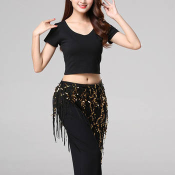 Jazz Dance Belly Dance Waist Chain 2024 New Practice Outfit Hip Scarf Beginner Triangle Scarf Sequin Tassel Belt Waist