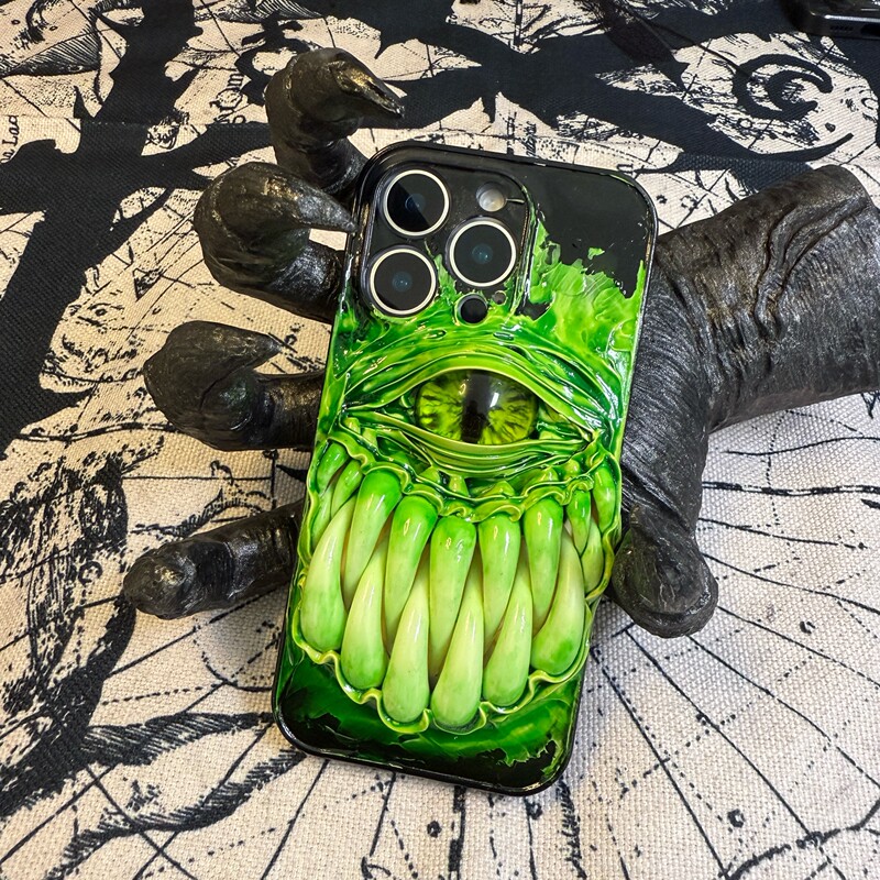Original Case Suitable for iPhone 16 Pro Max, Little Monster Dark 12, Black Style 15, Three-Dimensional Personality 14, Luminous 13