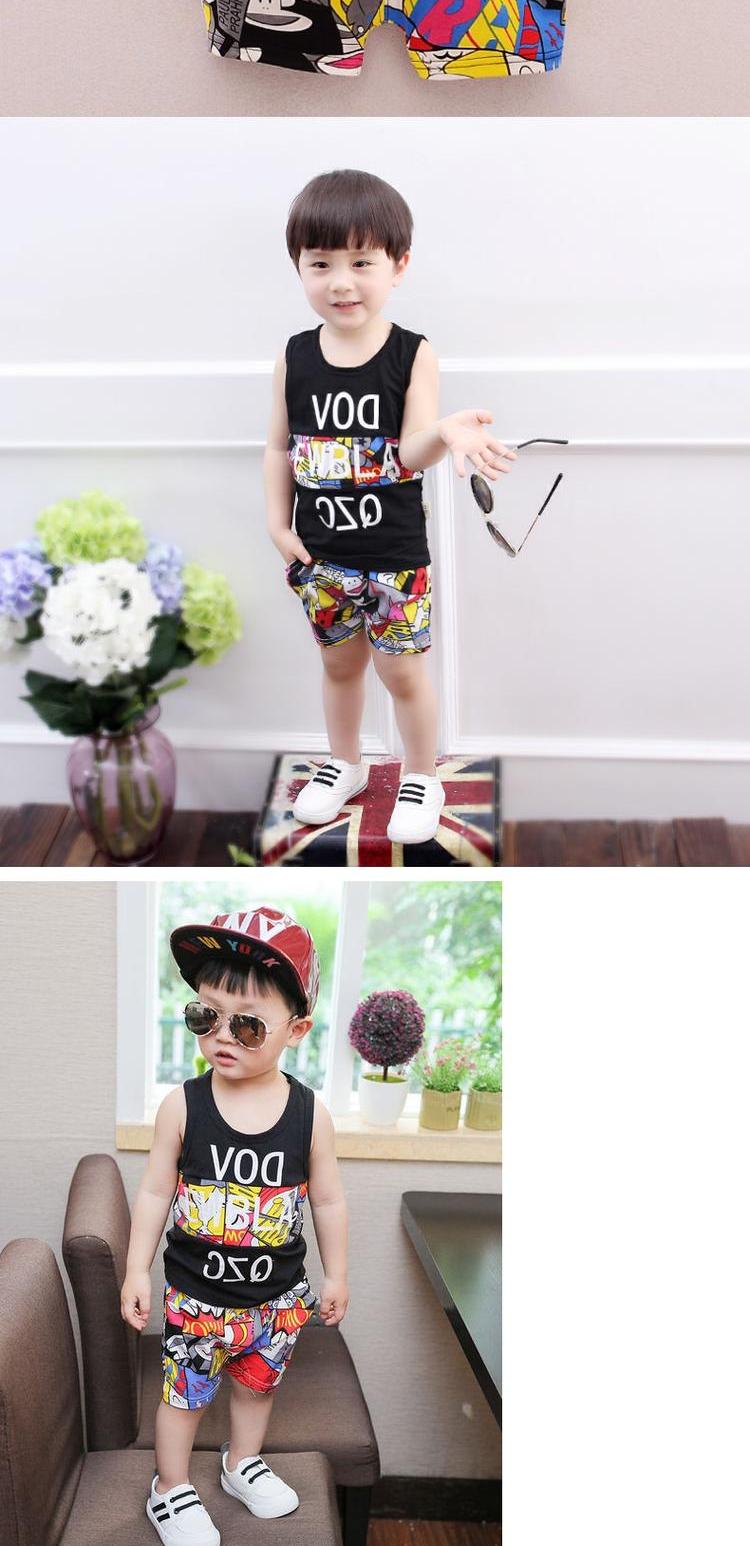 Quần áo bé trai mùa hè vest vest 1-2-4 tuổi nam bé không tay quần short hai dây mùa hè quần áo bé - Phù hợp với trẻ em ao quan tre em
