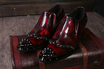 2014 New Mens Leather Shoes Casual Shoes Red British Korean Office Mens Leather Mens Shoes Pointed Toe Shoes