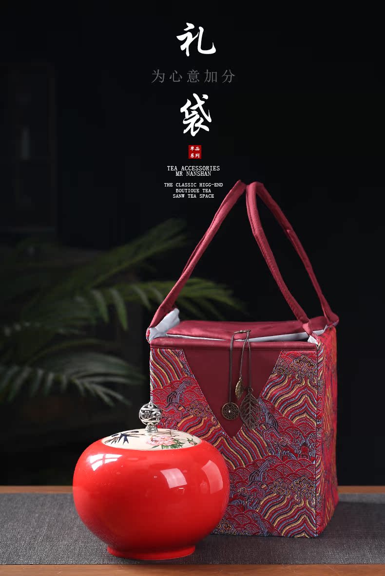 Back economic prosperous gift box the tea pot single pot pot box cloth embroidery gift box