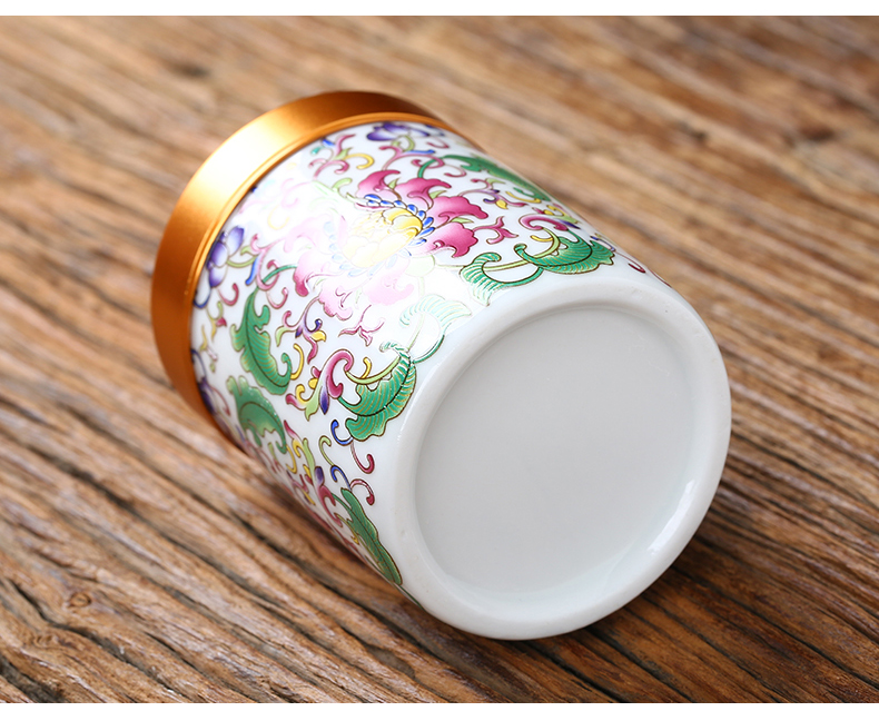 The Crown chang colored enamel double alloy sealing ceramic household small black tea, green tea caddy fixings fashion storage tanks