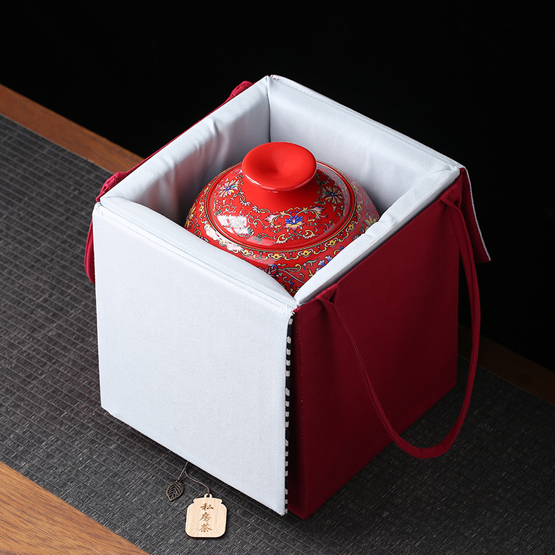 Back economic prosperous gift box the tea pot single pot pot box cloth embroidery gift box