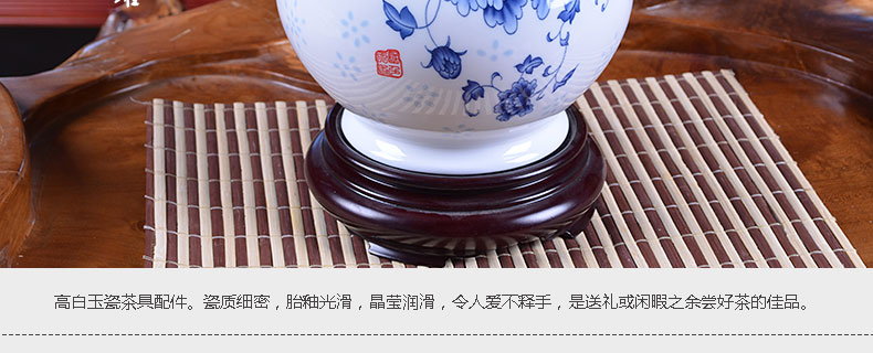 The Crown, jingdezhen ceramic tea pot large POTS general gift porcelain jar airtight pot 1 catty of blue and white porcelain