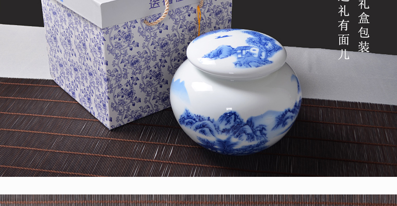 Chang ceramic crown caddy fixings large POTS sealed tank capacity 2 jins half tieguanyin with blue and white porcelain household gift box