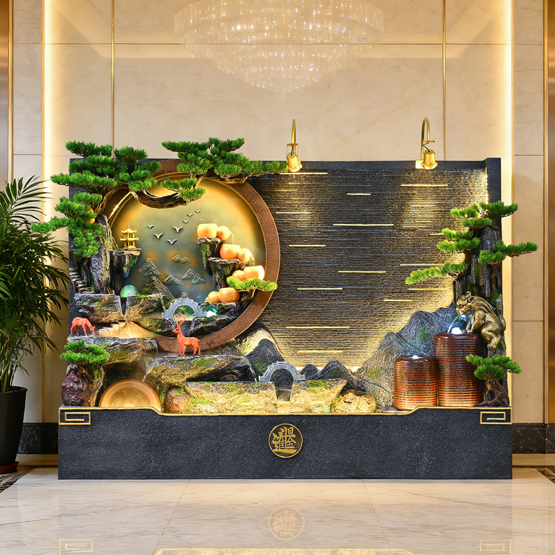 Artificial Rockery Flowing Water Wall Fountain Water Curtain Wall Landscape Living Room Entrance Background Wall Floor-Standing Circulating Water Fortune Screen Decoration Artificial Rockery Flowing Water Wall Fountain Water Curtain Wall Landscape Living Room Entrance Background Wall Floor-Standing Circulating Water Fortune Screen Decoration