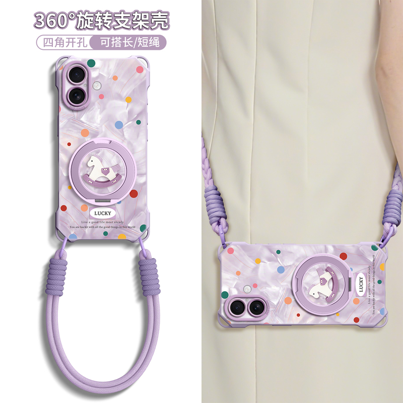 Suitable for Apple 17 Phone Case, New iPhone 17 Pro Max Protective Case with Stand, Magsafe, with Lanyard, Crossbody for Women, Neck Strap for 16, Strap for 15, Stylish for 14, Four-Corner Protection for 13, Portable and Drop-Proof