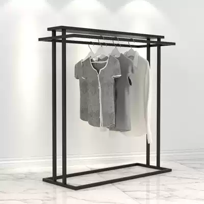 Clothing store display rack wrought iron island double row shelf women's clothing store parallel bar rack double display in the middle