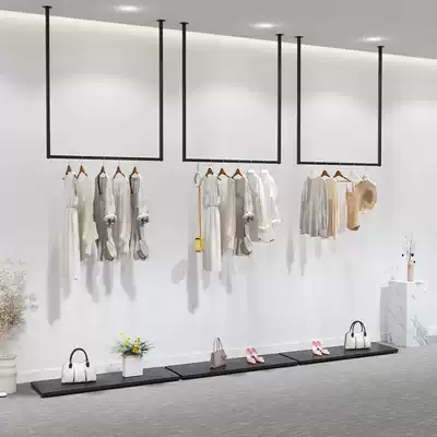 Clothing store hanging ceiling hanging hanger hanging rack Wall clothing display rack boys wear rings women shelves
