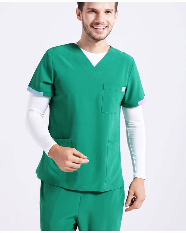 Quần áo giặt tay phòng phẫu thuật Tanhe, quần áo làm việc răng miệng ngắn tay cho bác sĩ nữ, quần áo chà tay phẫu thuật đàn hồi nhanh khô dài tay cho nam đồng phục phòng sạch
