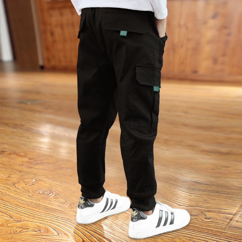 Children's clothing boys plus velvet pants Spring and autumn overalls 2022 new spring clothes boys middle and older children sports pants