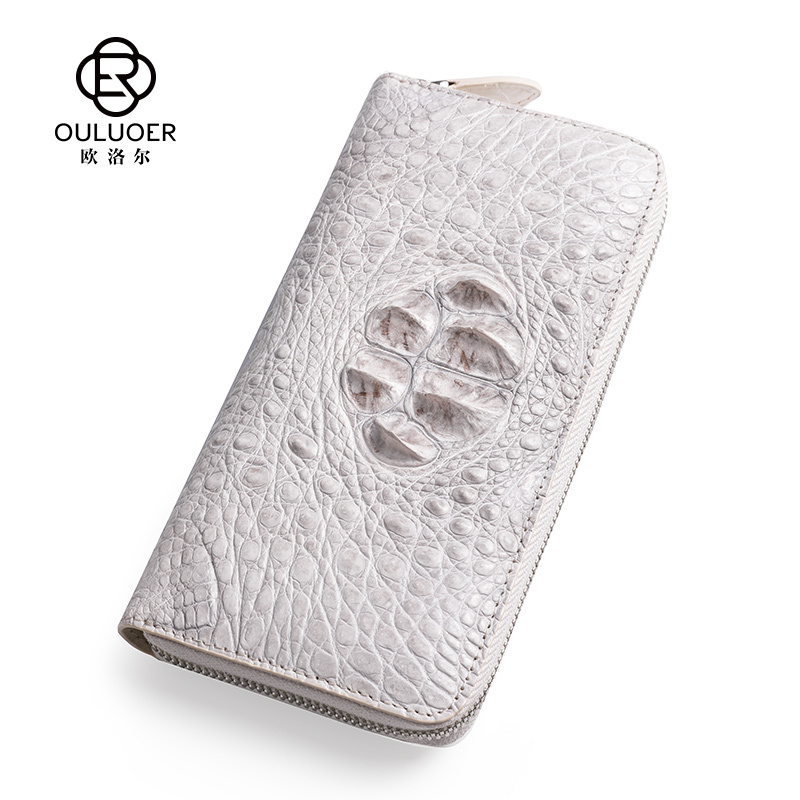 Ouluoer Thai Crocodile Leather Wallet for Women, Genuine Leather, Fashionable Coin Purse, Long Zipper, Large Capacity, High-End Clutch Bag
