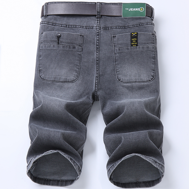 夏用薄手ルーズストレートグレー7ポイントデニムショートパンツメンズ伸縮性のあるユースアメリカン7ポイントハーフブリーチーズメンズ