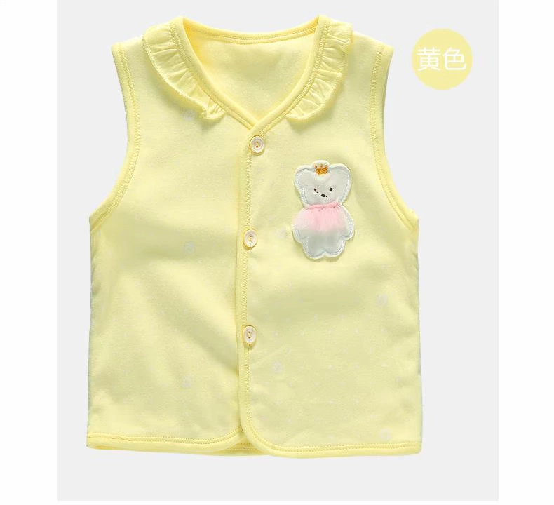 Áo len bé gái bằng vải bông cho bé mùa xuân và mùa thu vest bé gái