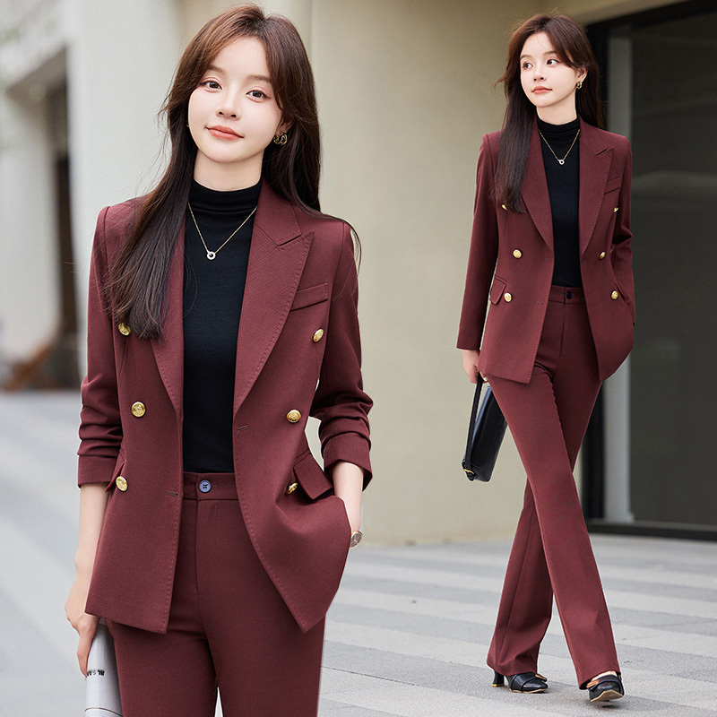 Angela Red Suit Set for Women, Autumn and Winter 2026 New High-End Powerful Aura Women's Workwear Suit Jacket