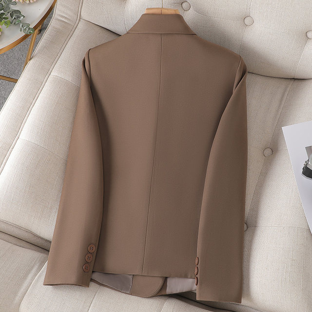 Coffee color small suit jacket female 2022 spring and autumn new fashion casual professional small short suit top