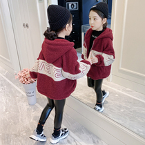 girls' fleece thickened coat autumn winter lamb's velvet 2022 new girls' sweater winter tops winter clothing