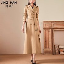 Jing Han 2021 Spring and Autumn New chic fashion trench coat womens coat long knee temperament British style thin coat