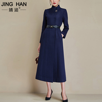 Woolen coat women 2021 Winter new long knee overfitting temperament slim thickened woolen stewardess coat