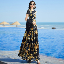 Suit dress Two sets of summer ladies 2022 new Summer temperament Aging Snow Spinning and Fashion Little Shirts Printed Long Dress