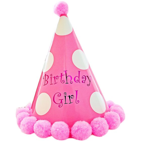 卡通毛球蛋糕帽子生日帽儿童成人宝宝一周岁帽子派对装饰品生日帽