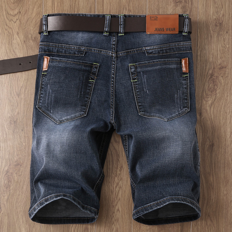 Summer Thin Men's Slim-Fit Black Denim Shorts, Men's Plus Size 5-Point Pants, Mid-Length Pants, Breeches, Trendy Jeans