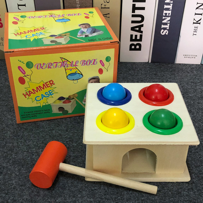 Montessori early education educational children knocking table toys 2-3 years old 5 concentration training knock knock Le Montessori teaching aids