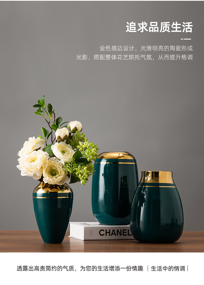 Ceramic light key-2 luxury furnishing articles sitting room of I and contracted wind hydroponic vase creative flower arrangement table decorations Europe type is resided