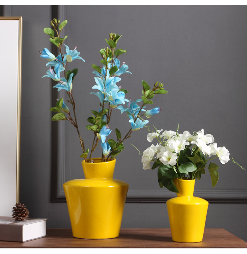 Micro act the role ofing industry flagship store yellow ceramic vase furnishing articles furnishing articles home decoration flower arrangement sitting room