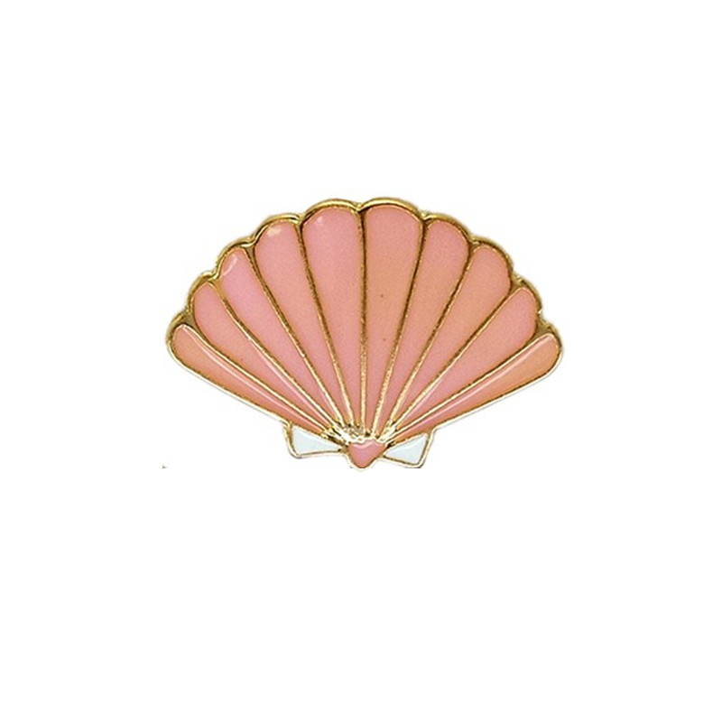Bản gốc Nhật Bản Red Heart Nàng tiên cá hình quạt Vỏ Shell Drop Dầu Trâm Hợp kim Huy hiệu Kim loại Cổ áo Pin Trang sức ghim cài áo vest